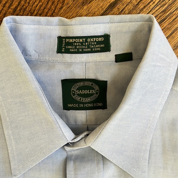 Saddles Light Blue Oxford Button Down Long Sleeve Casual or Dress Shirt - Picture 3 of 10